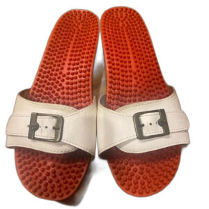Women's White and Red Sandals